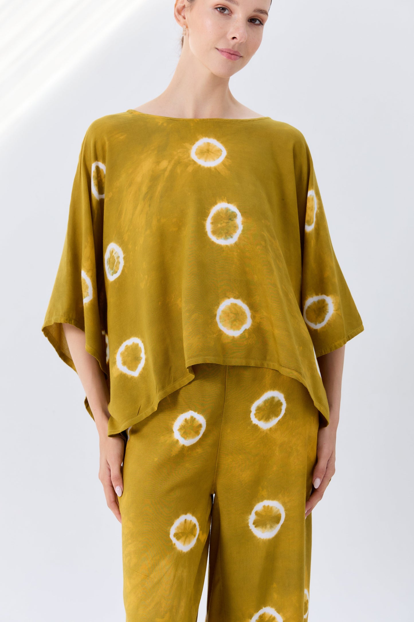 Thai Line — Wholesale Distributor of Exclusive Artisan Fashion. top Boxy Mustard Dot Top