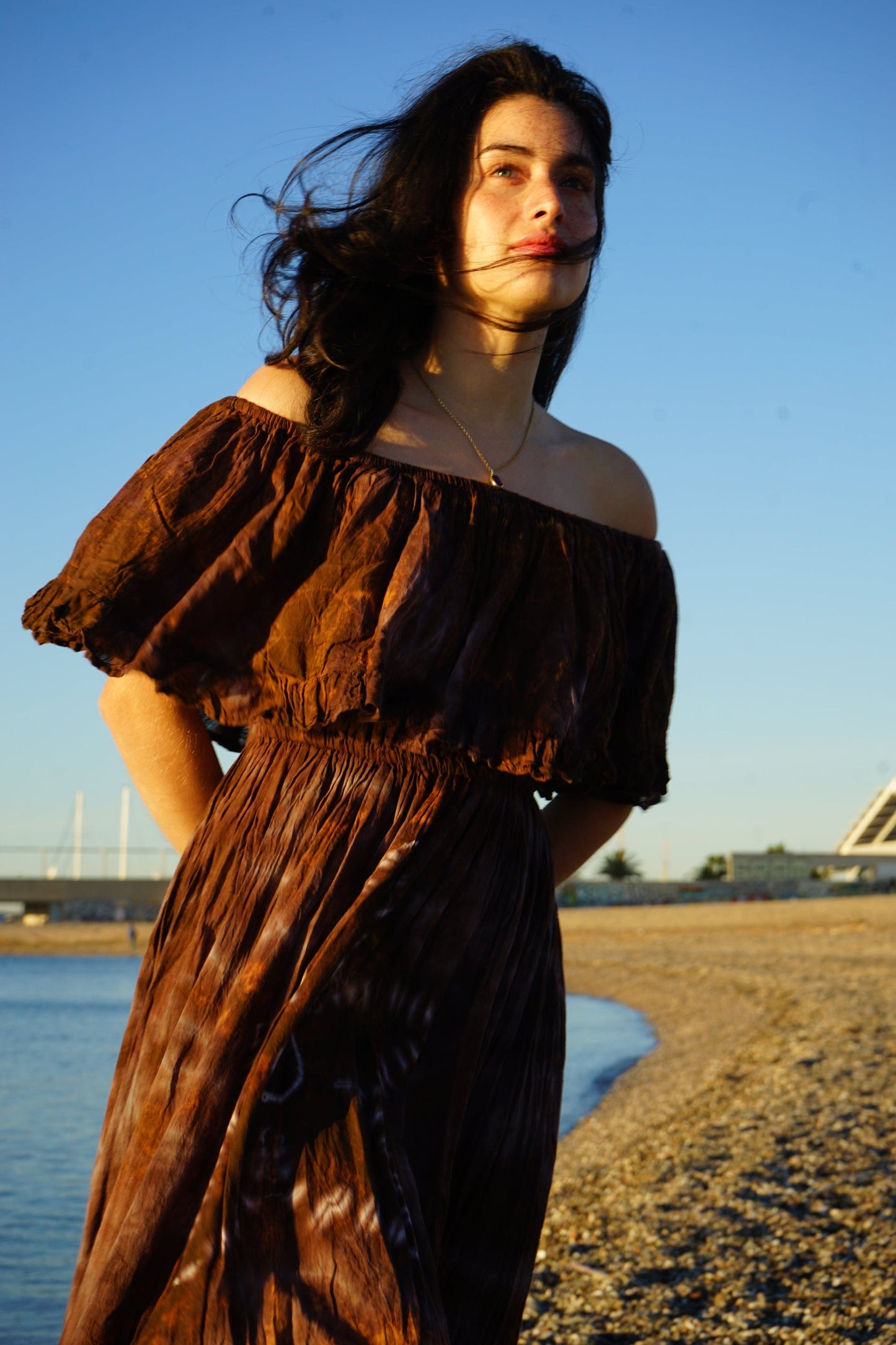 ThaiLine - Importer & Distributor of Artisan Clothing Dress Samui Brown Maxi Dress