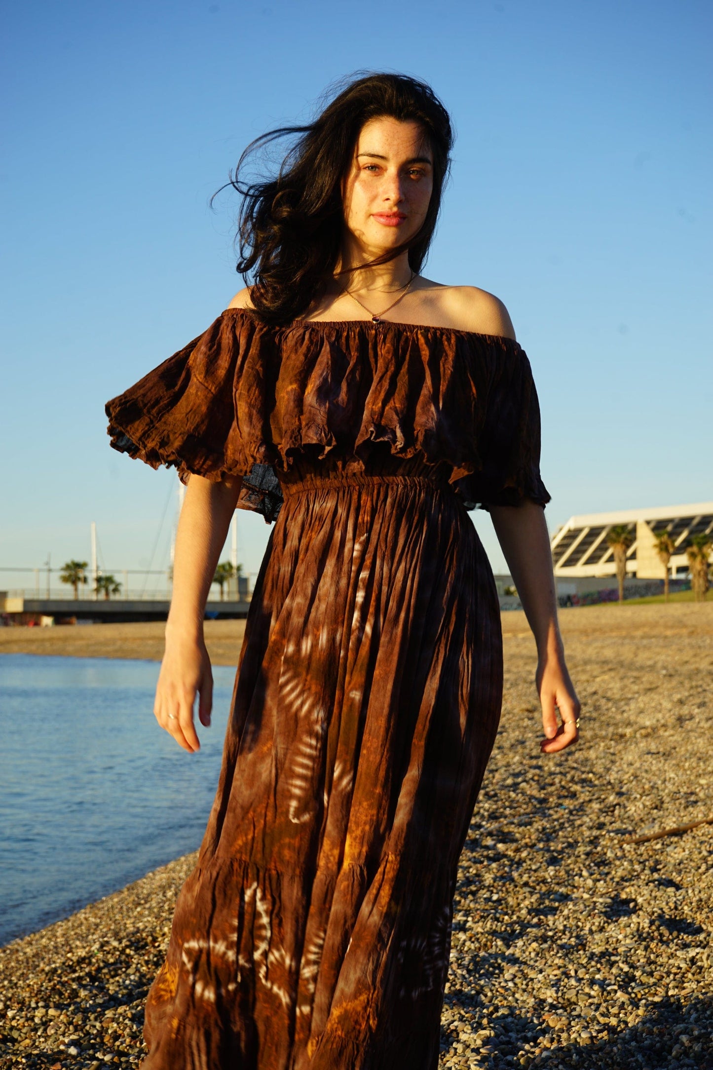 ThaiLine - Importer & Distributor of Artisan Clothing Dress Samui Brown Maxi Dress