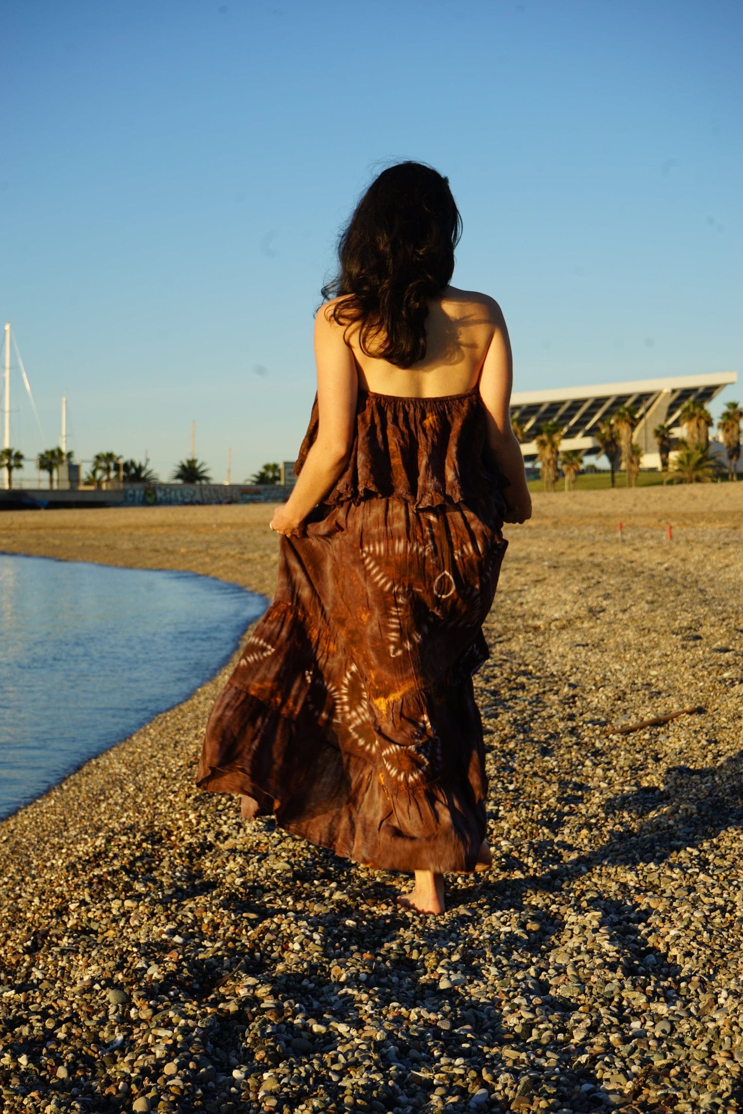 ThaiLine - Importer & Distributor of Artisan Clothing Dress Samui Brown Maxi Dress