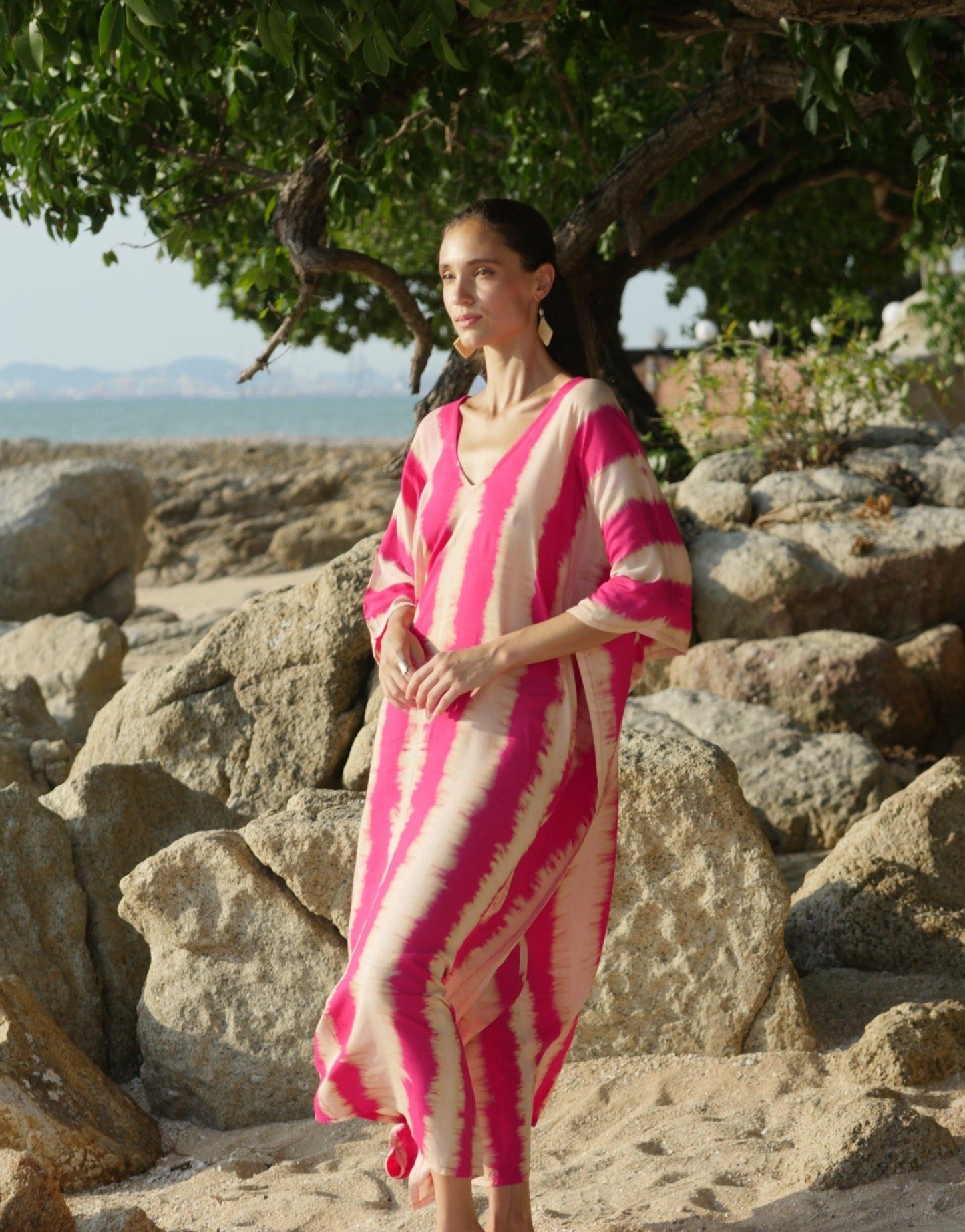 ThaiLine - Importer & Distributor of Artisan Clothing Kaftan Kaftan Olimpia Pink