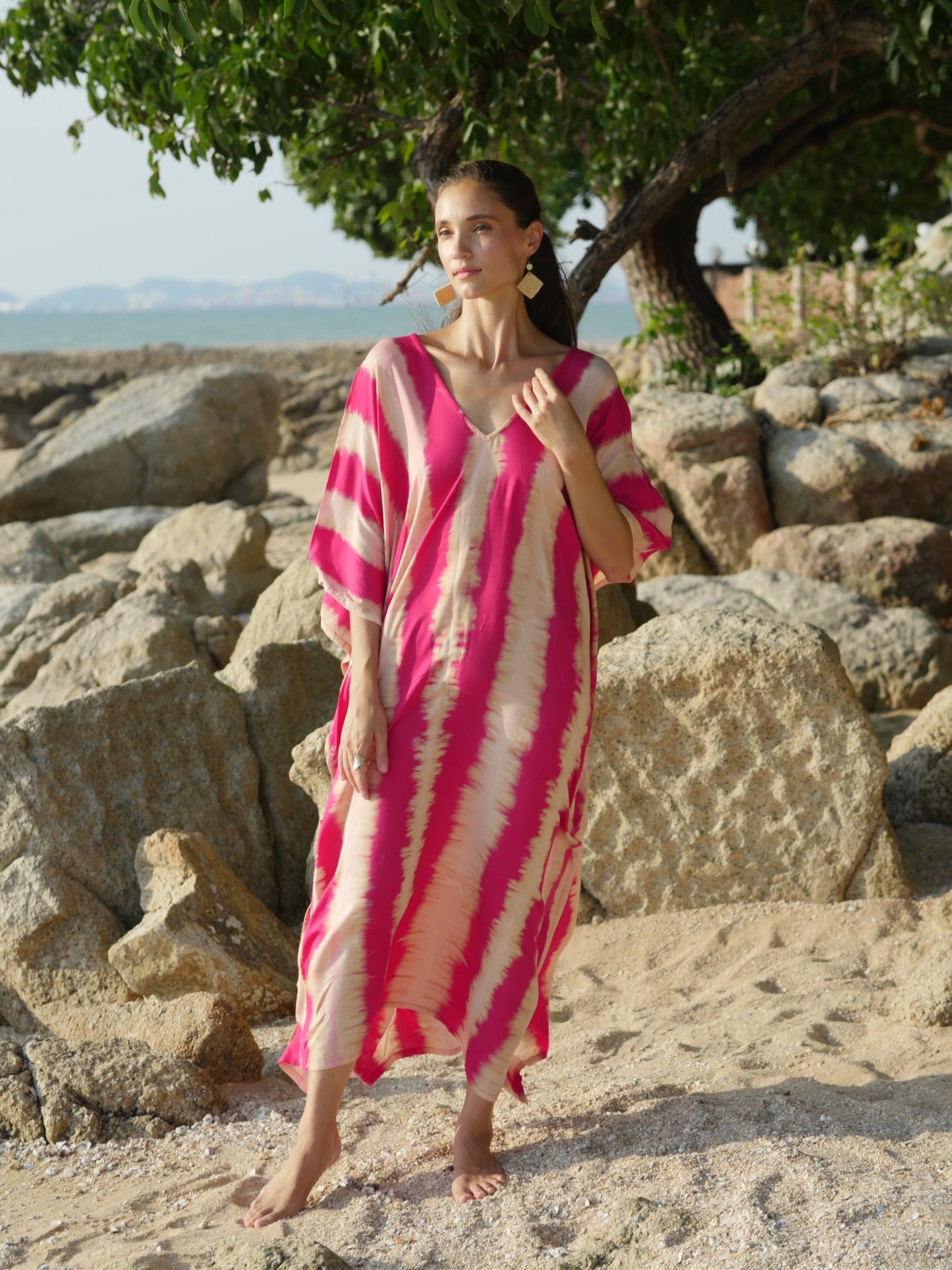 ThaiLine - Importer & Distributor of Artisan Clothing Kaftan Kaftan Olimpia Pink