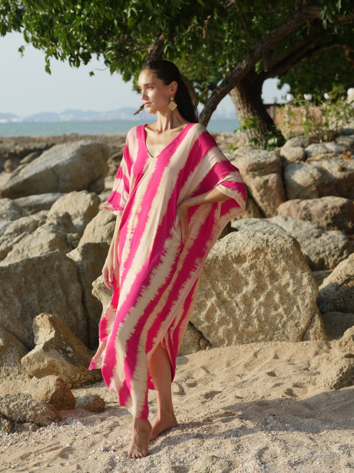 ThaiLine - Importer & Distributor of Artisan Clothing Kaftan Kaftan Olimpia Pink