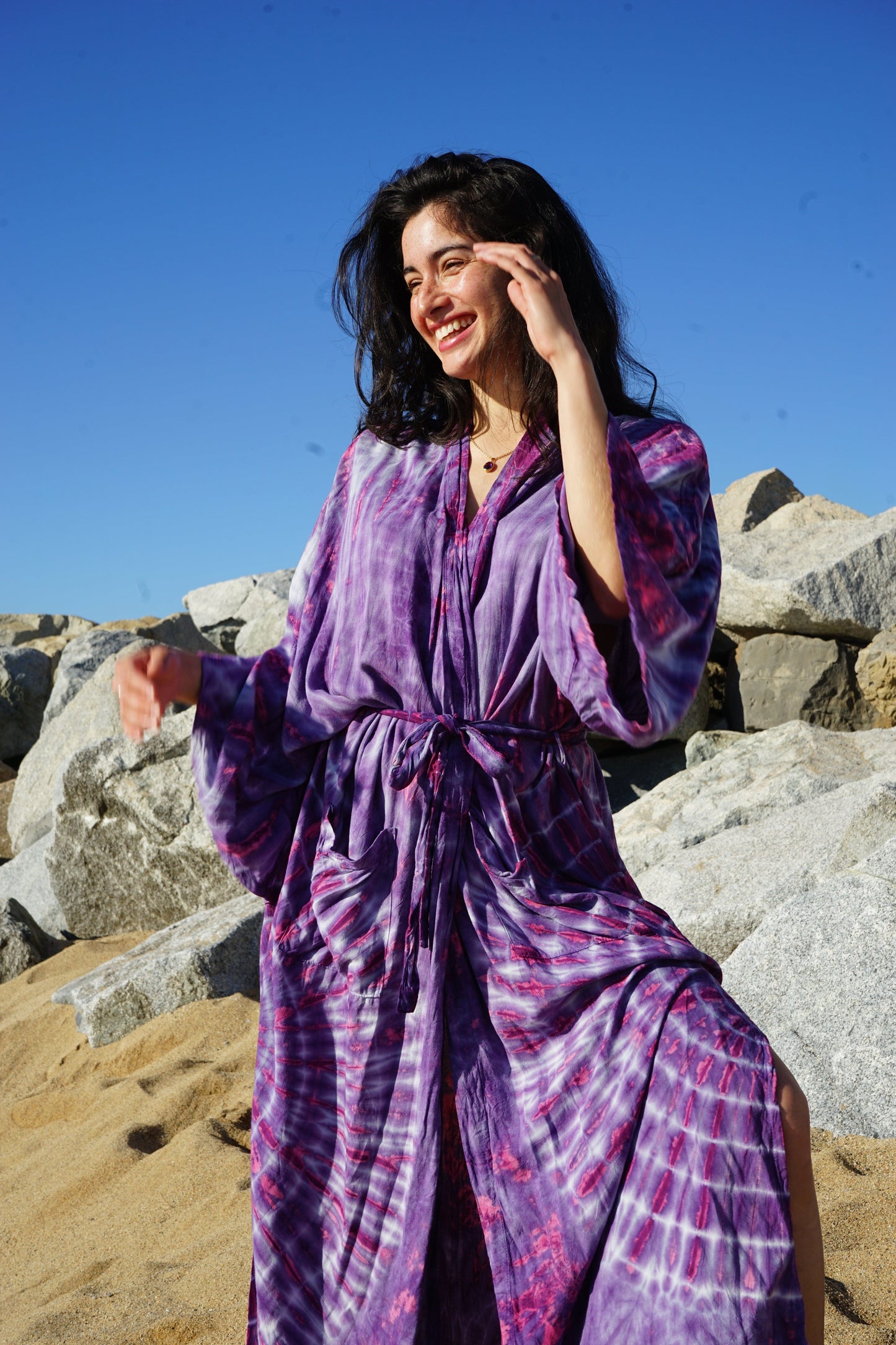 ThaiLine - Importer & Distributor of Artisan Clothing Kimono Maxi Kimono Lavender