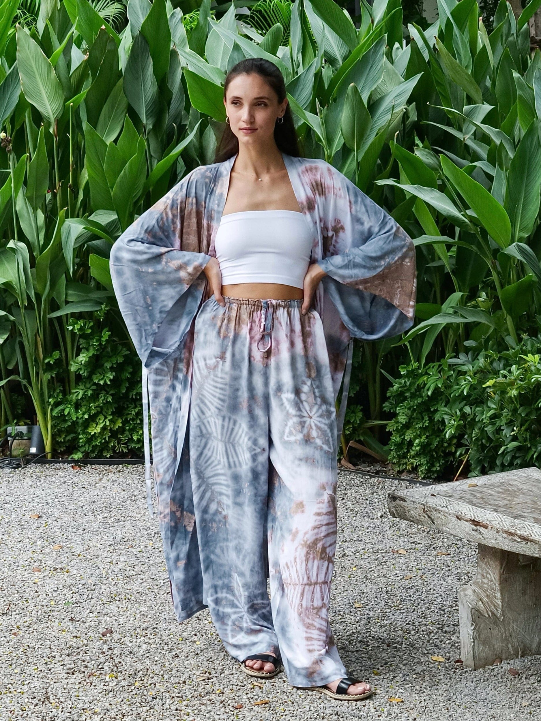 ThaiLine - Importer & Distributor of Artisan Clothing Kimono Maxi Kimono Smoke Cotton Candy TT