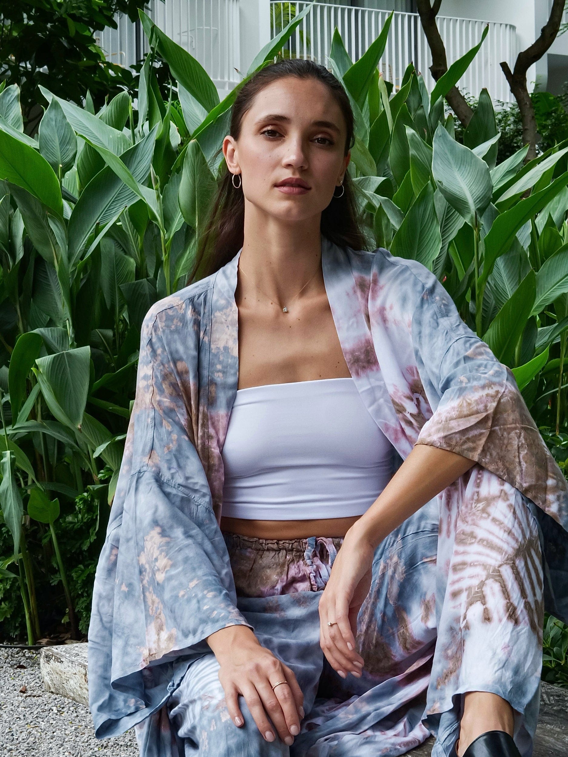 ThaiLine - Importer & Distributor of Artisan Clothing Kimono Maxi Kimono Smoke Cotton Candy TT