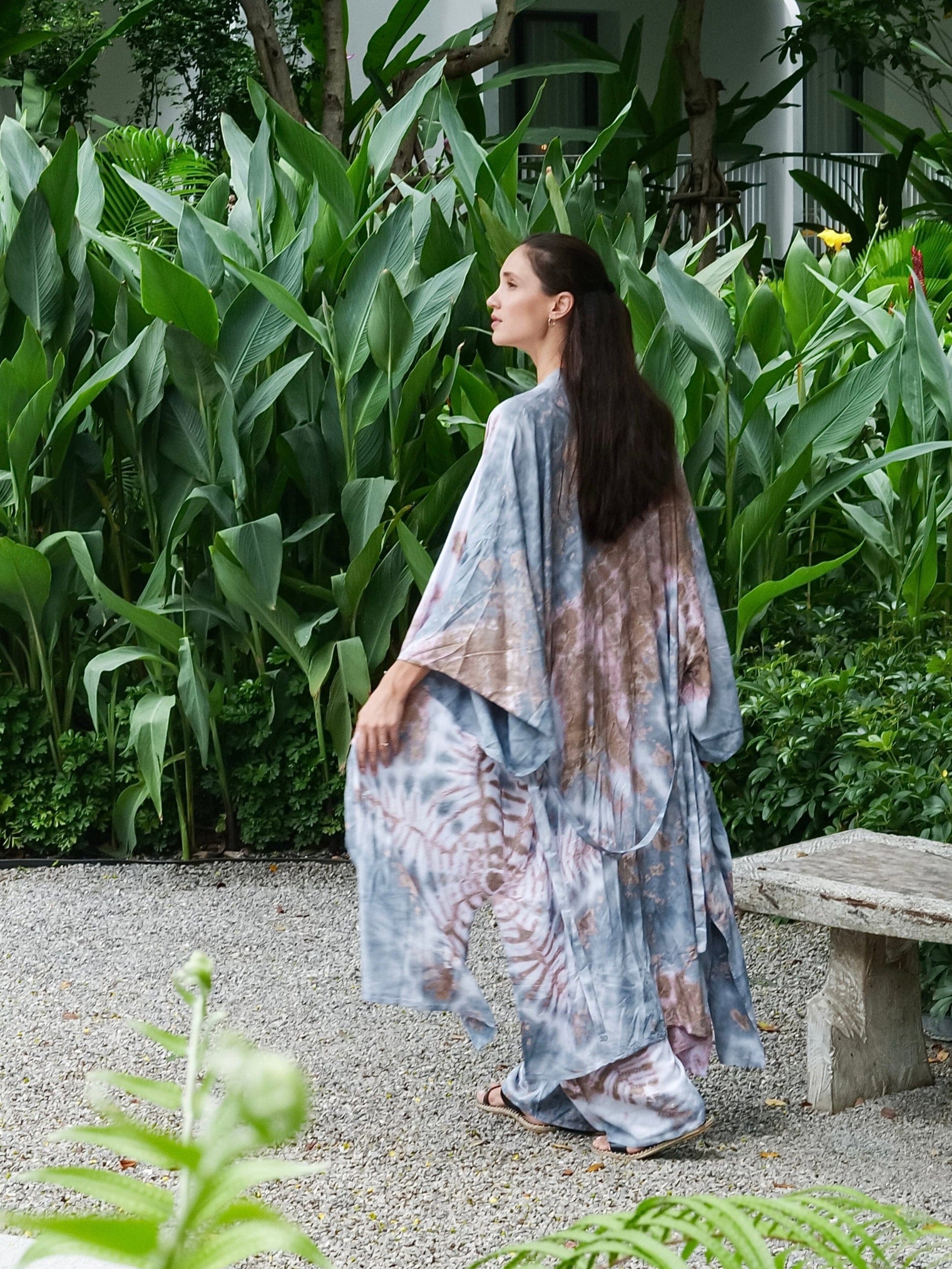 ThaiLine - Importer & Distributor of Artisan Clothing Kimono Maxi Kimono Smoke Cotton Candy TT