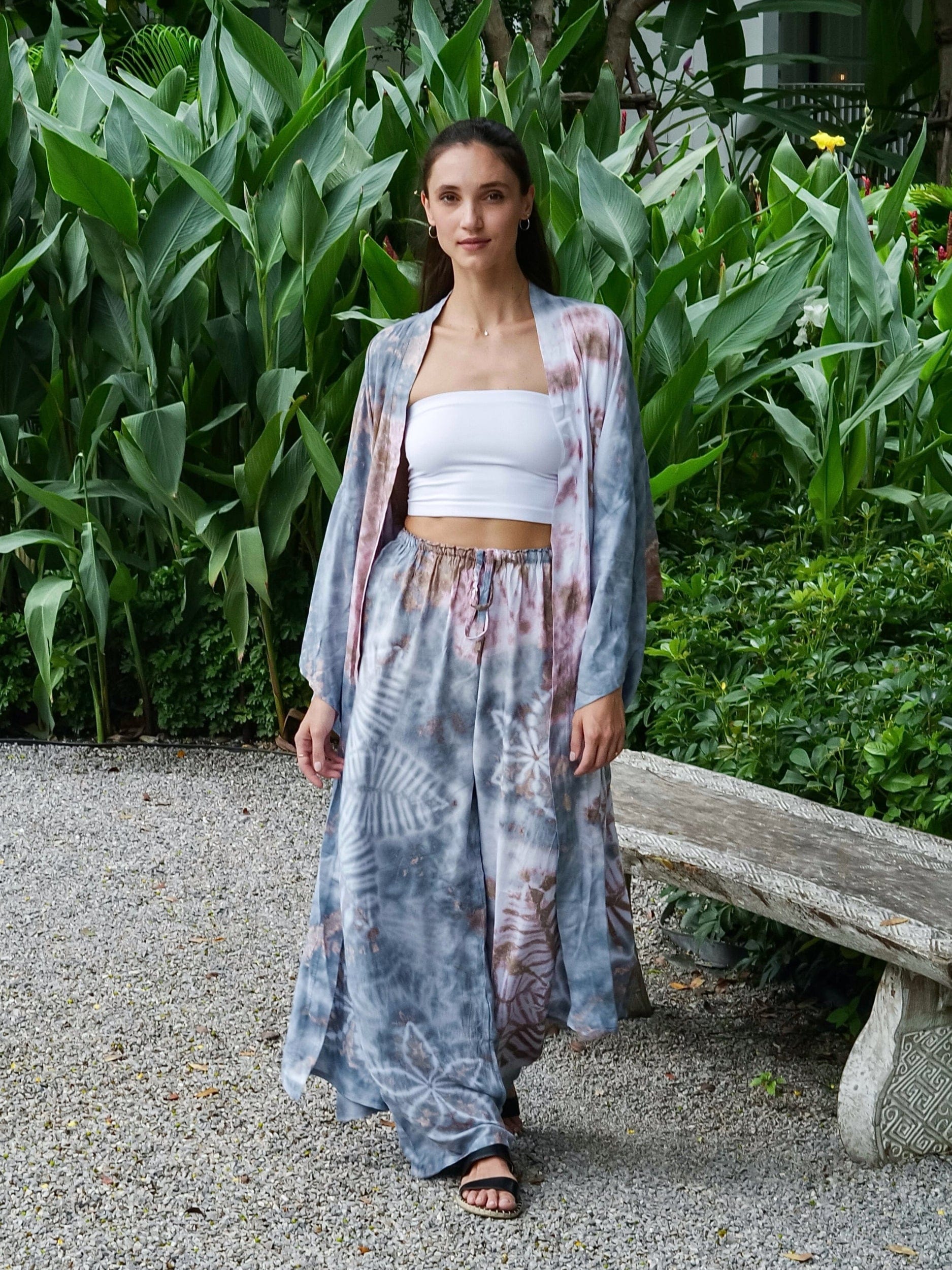 ThaiLine - Importer & Distributor of Artisan Clothing Kimono Maxi Kimono Smoke Cotton Candy TT