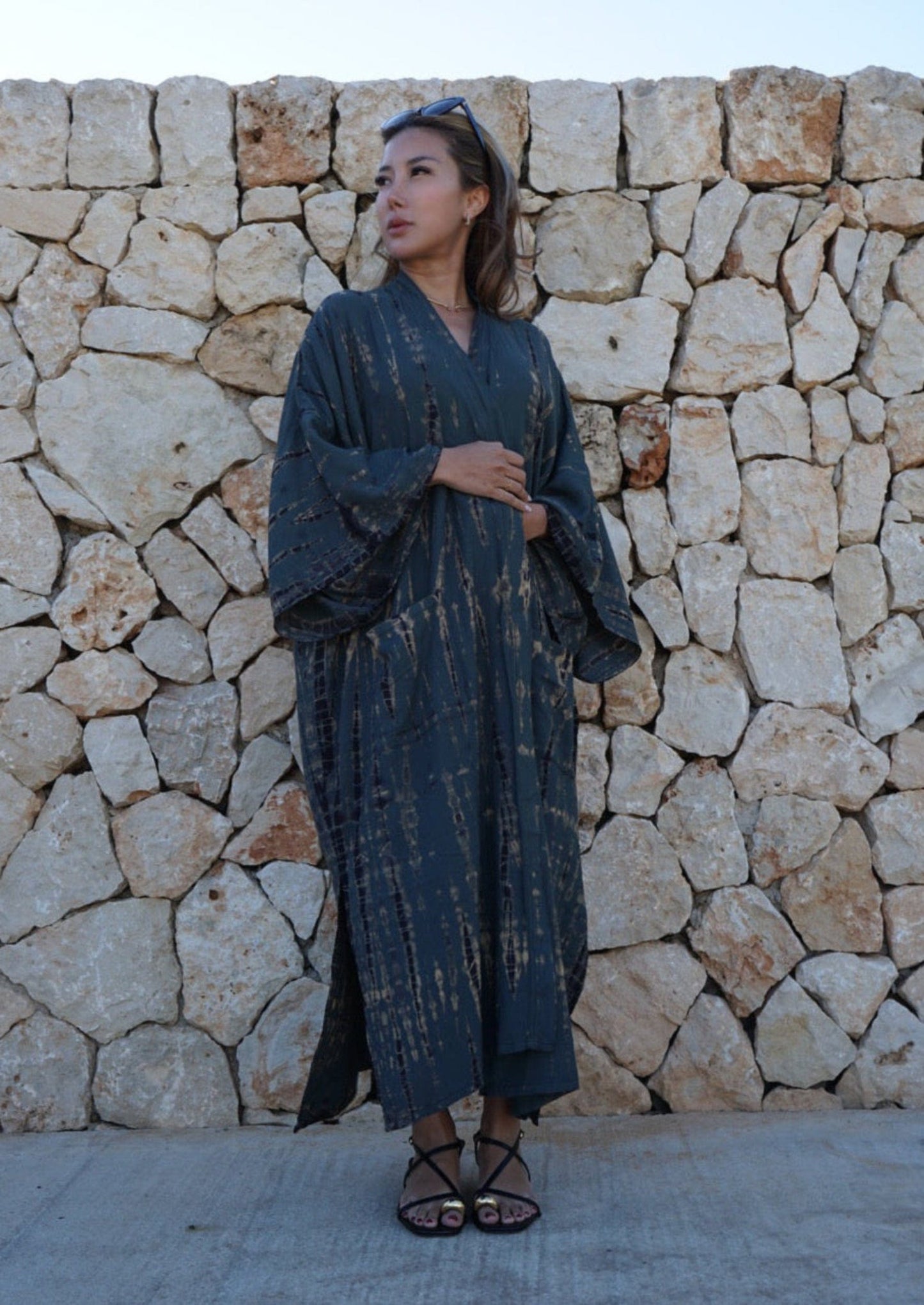 ThaiLine - Importer & Distributor of Artisan Clothing Kimono Maxi Kimono Stone