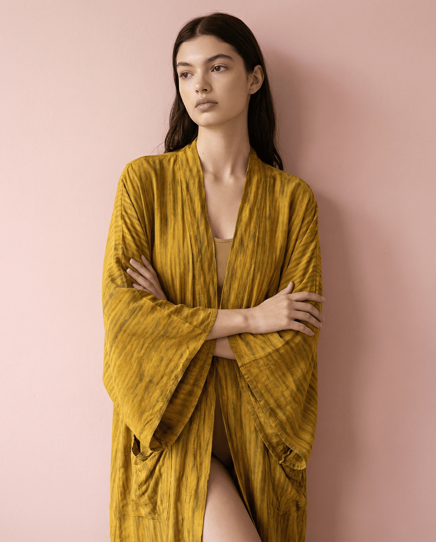 ThaiLine - Importer & Distributor of Artisan Clothing Kimono Mustard — Midi Kimono