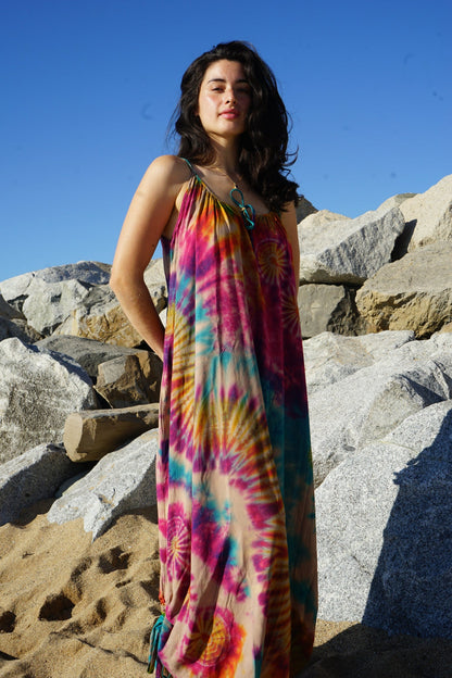 Twin-Sweet Ribbon Ocean Maxi Dress