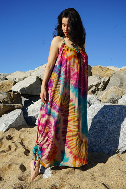 Twin-Sweet Ribbon Ocean Maxi Dress