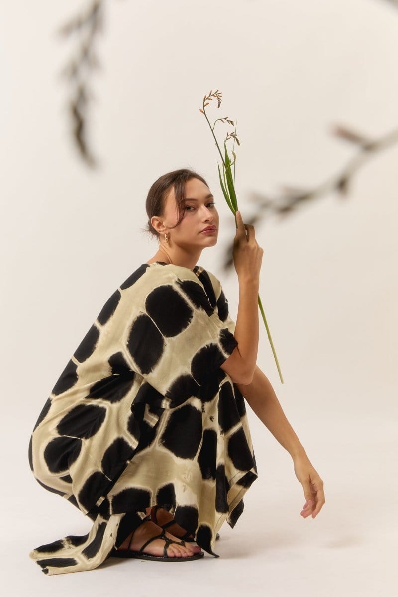 byFon – Exclusively Hand-Dyed Clothing, Ethically Made. Kaftan Noir Itajime Kaftan