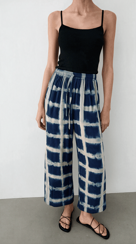 Galena Navy Itajime shibori pants, hand-dyed – Thai Line