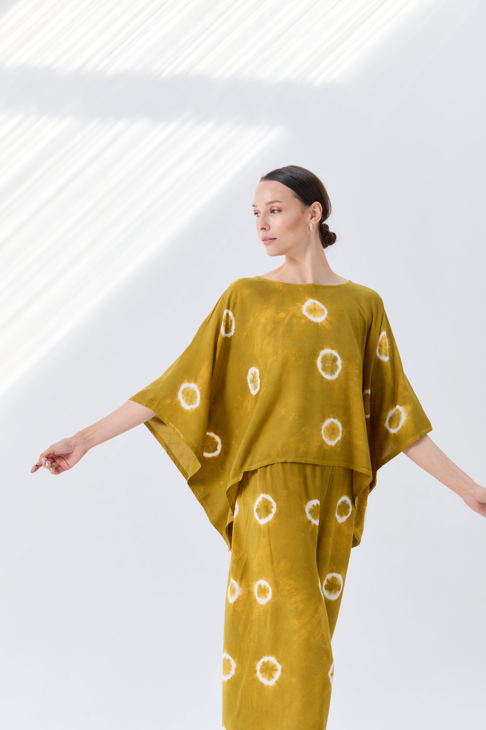 Thai Line — Wholesale Distributor of Exclusive Artisan Fashion. Boxy Mustard Dot Top