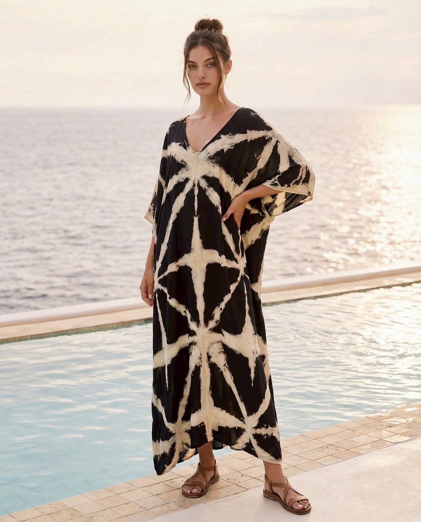 Thai Line — Wholesale Distributor of Exclusive Artisan Fashion. Kaftan Sabi Palm  — Itajime