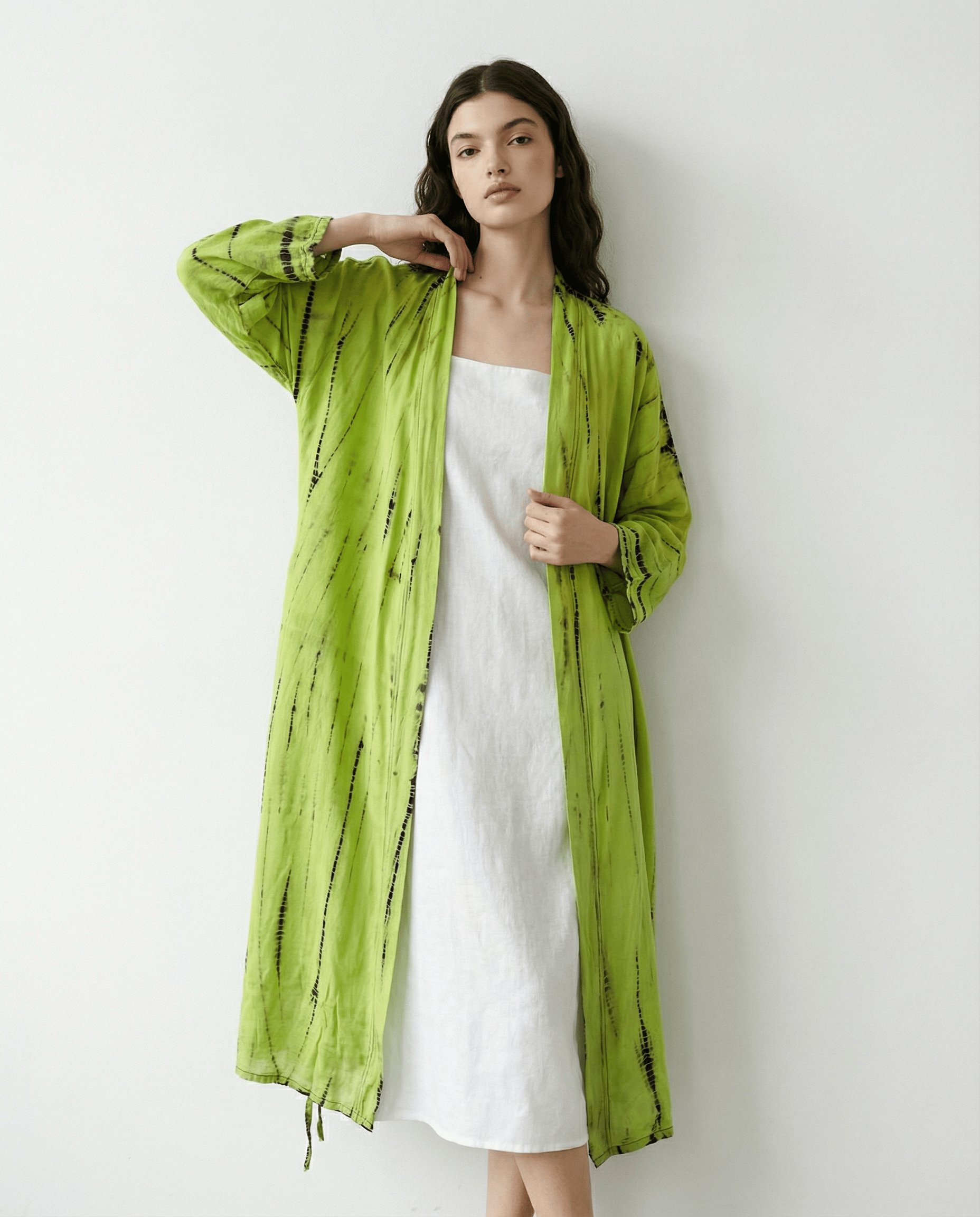 Thai Line — Wholesale Distributor of Exclusive Artisan Fashion. Kimono Emerald — Maxi Kimono