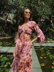 Boho Tie-Front Crop Top Salmon