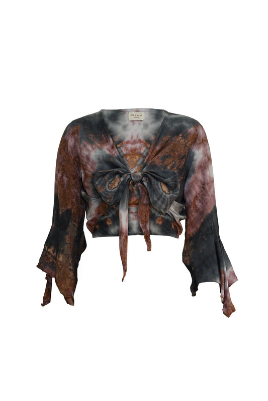 ThaiLine - Importer & Distributor of Artisan Clothing Apparel & Accessories Boho Tie-Front Crop Top Sea Smoke TT