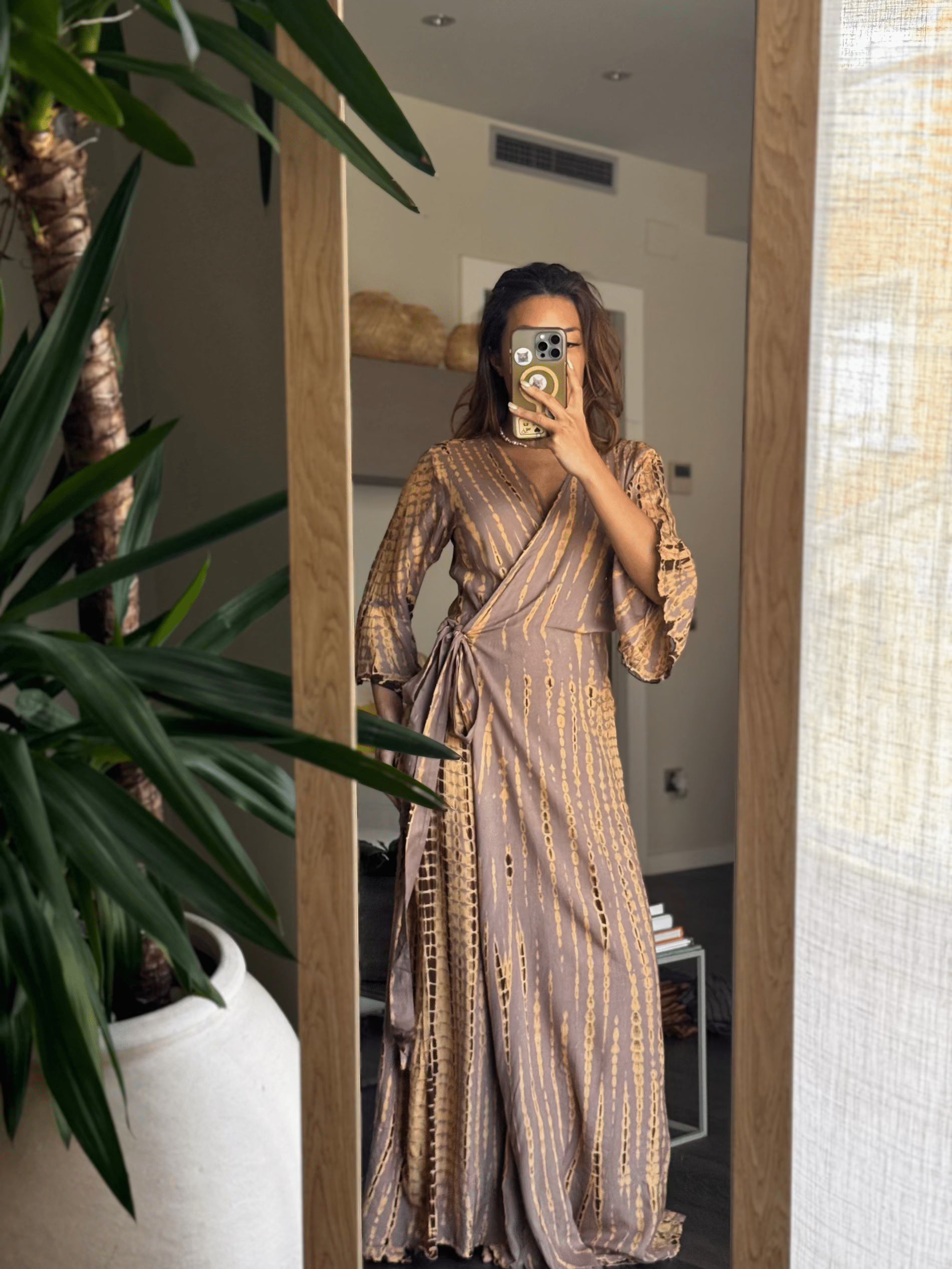 taupe boho dress Lace & Beads boho ruffle maxi dress in soft taupe
