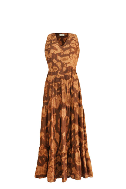 ThaiLine - Importer & Distributor of Artisan Clothing Dress Leena Brown Marble Maxi Dress