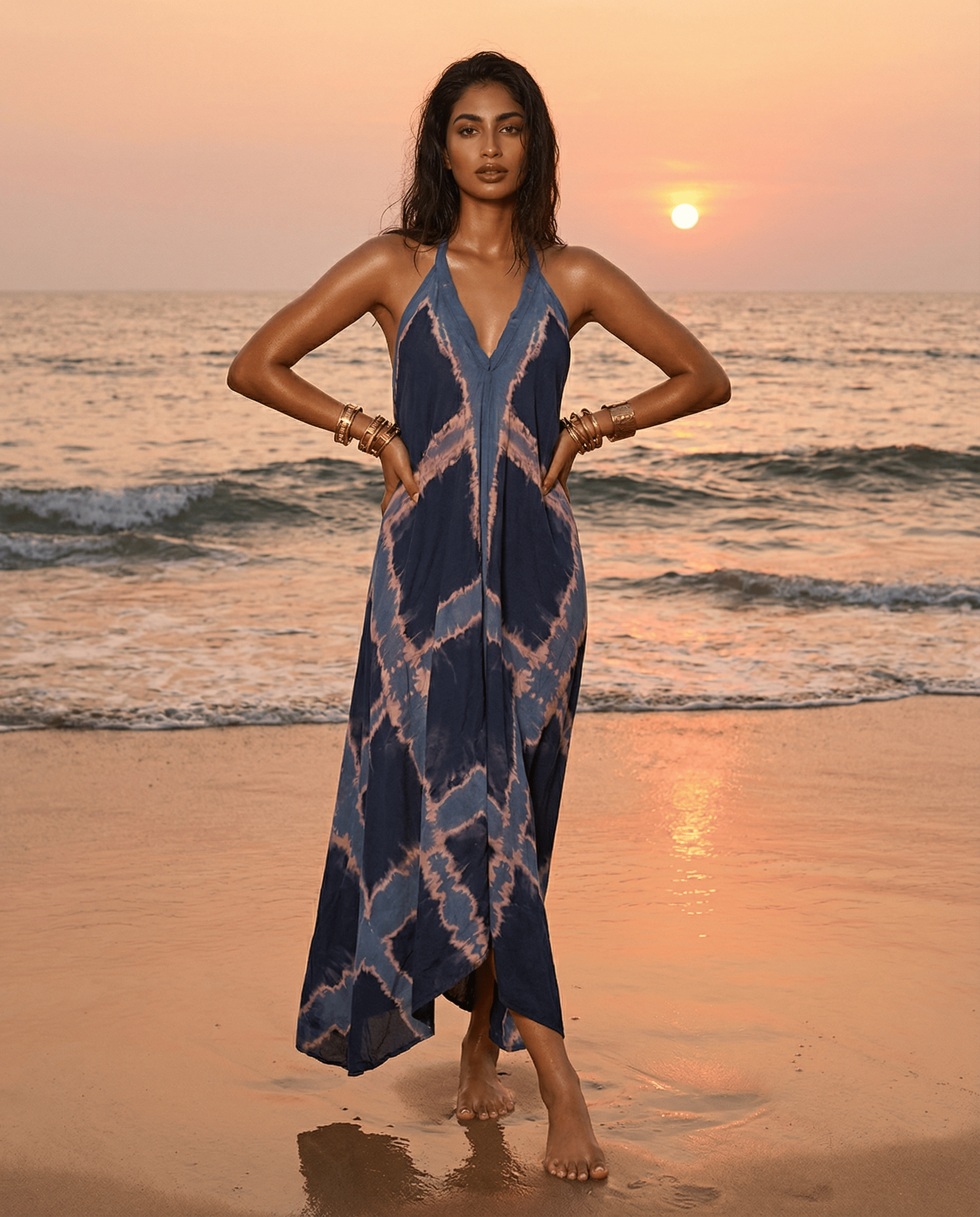 ThaiLine - Importer & Distributor of Artisan Clothing Dress Mid-night  — Criss Cross
