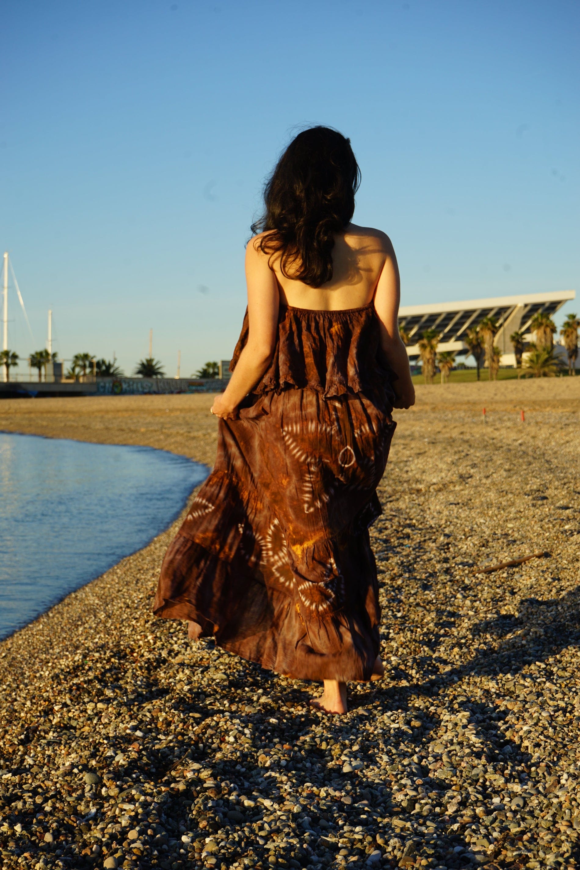 ThaiLine - Importer & Distributor of Artisan Clothing Dress Samui Brown Maxi Dress
