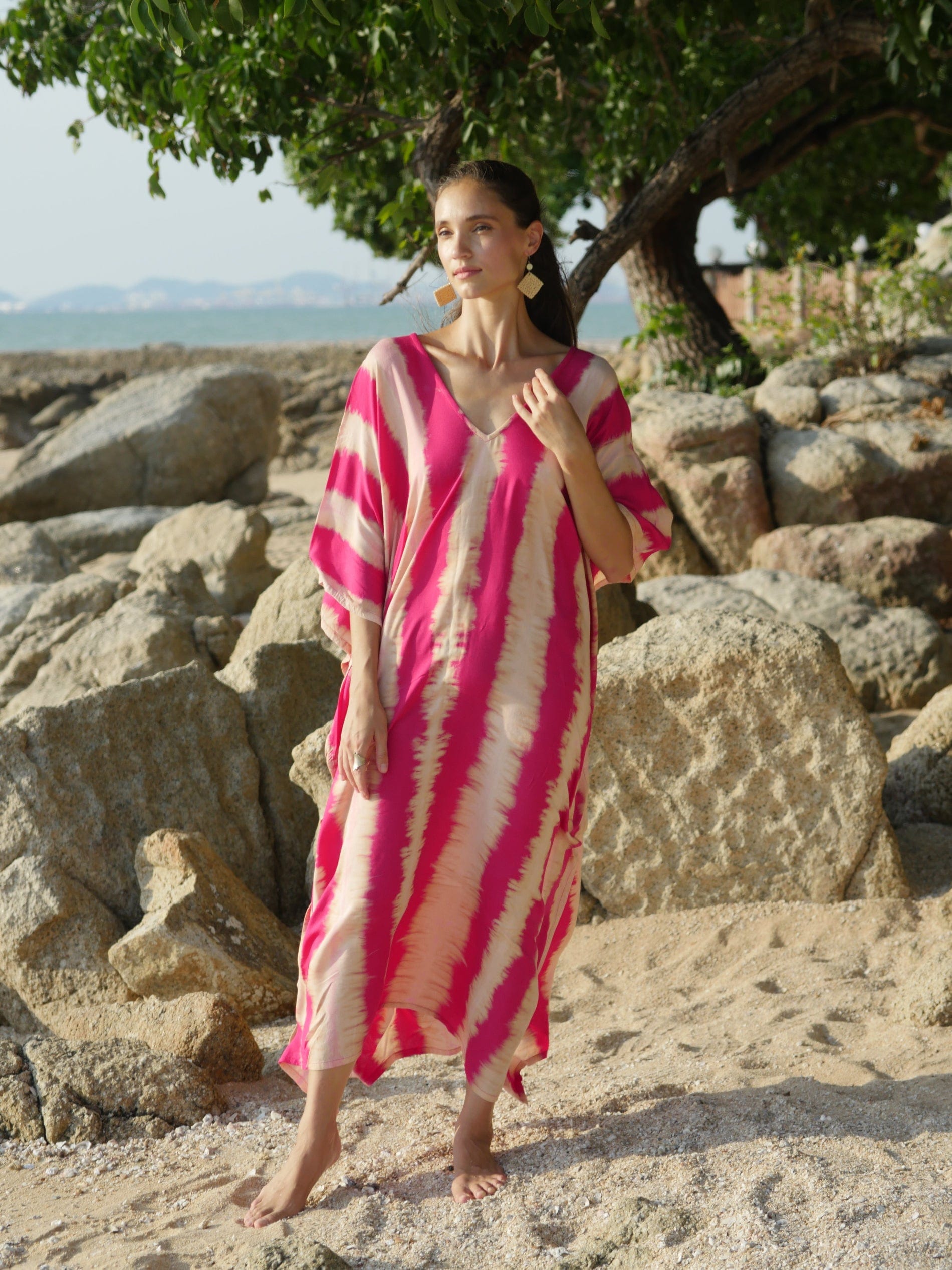 ThaiLine - Importer & Distributor of Artisan Clothing Kaftan Kaftan Olimpia Pink