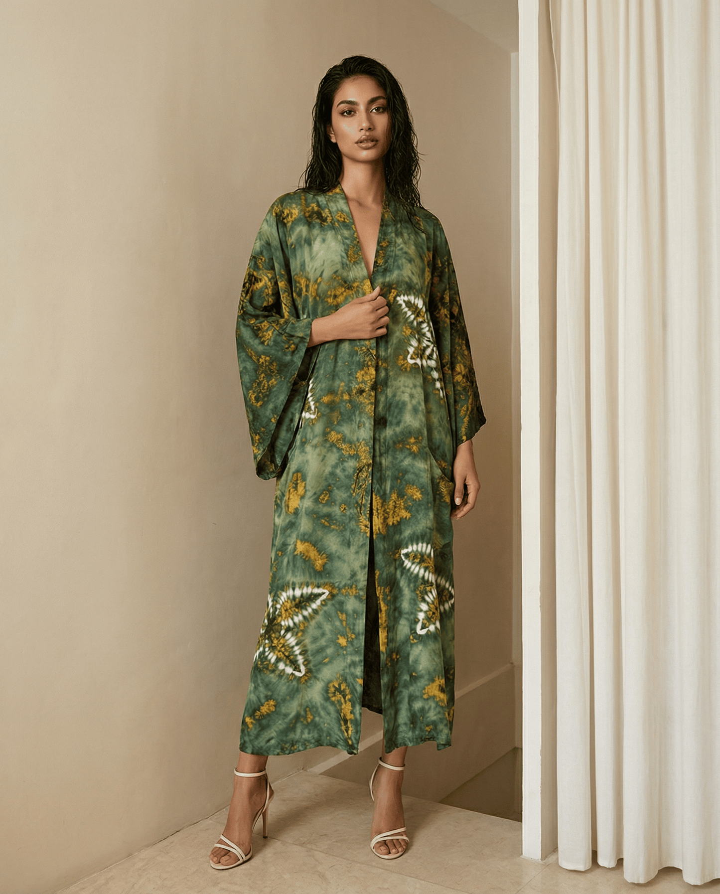 ThaiLine - Importer & Distributor of Artisan Clothing Kimono Fern Candy — Maxi Kimono