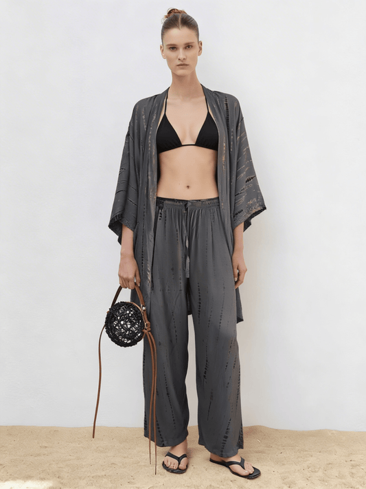 ThaiLine - Importer & Distributor of Artisan Clothing Kimono Grey—  Midi Kimono