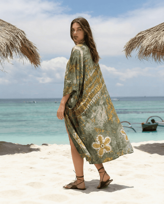 ThaiLine - Importer & Distributor of Artisan Clothing Kimono Matcha — Maxi Kimono