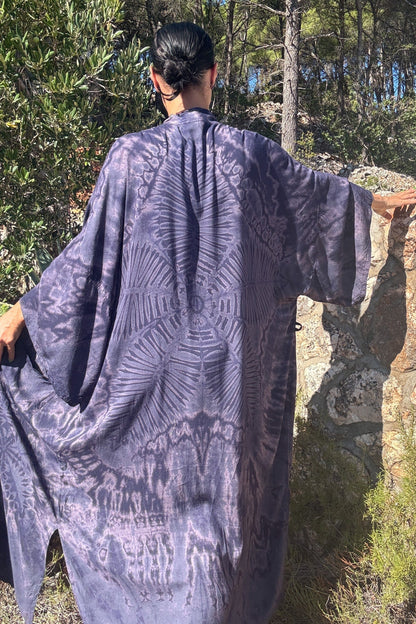 ThaiLine - Importer & Distributor of Artisan Clothing Kimono Maxi Kimono Blueberry