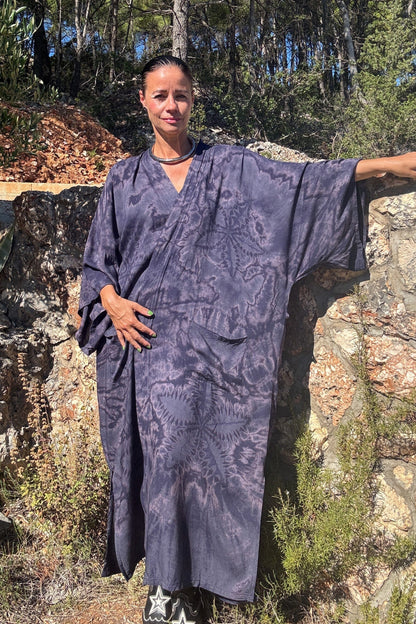 ThaiLine - Importer & Distributor of Artisan Clothing Kimono Maxi Kimono Blueberry