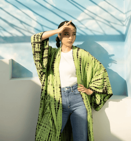ThaiLine - Importer & Distributor of Artisan Clothing Kimono Maxi Kimono Lime