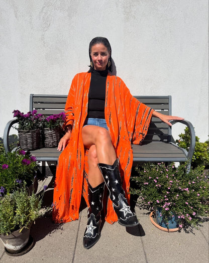 ThaiLine - Importer & Distributor of Artisan Clothing Kimono Maxi Kimono Orange