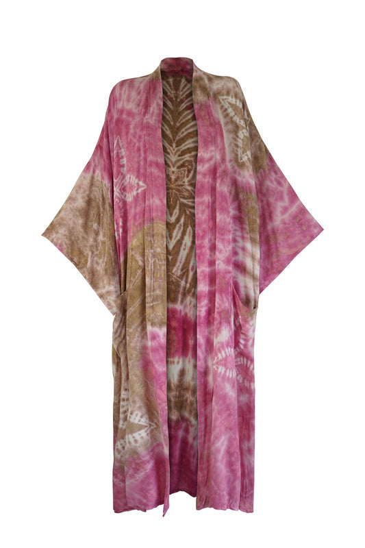 ThaiLine - Importer & Distributor of Artisan Clothing Kimono Maxi Kimono Pink Cotton Candy TT