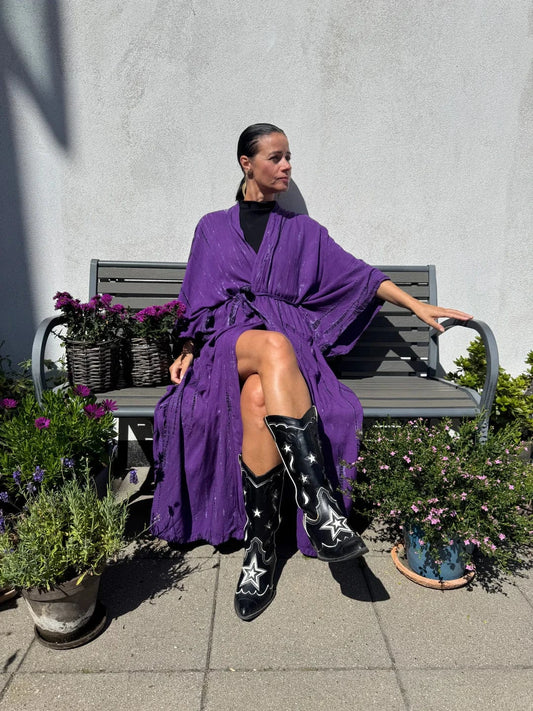 ThaiLine - Importer & Distributor of Artisan Clothing Kimono Maxi Kimono Purple