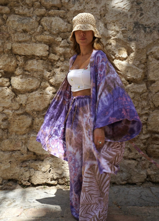 ThaiLine - Importer & Distributor of Artisan Clothing Kimono Midi Kimono Violet Cotton Candy TT