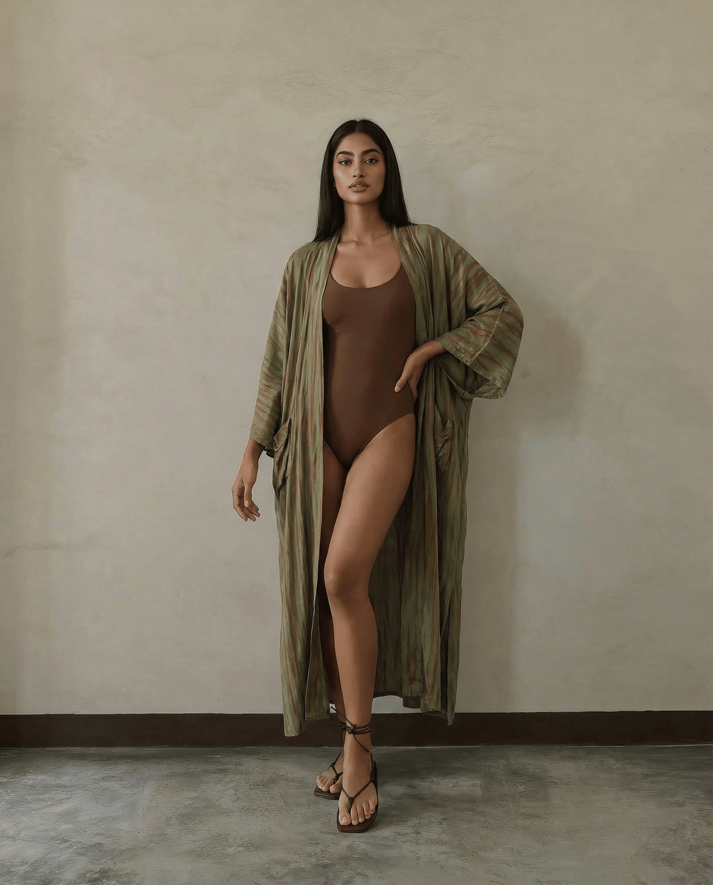 ThaiLine - Importer & Distributor of Artisan Clothing Kimono Sage — Maxi Kimono