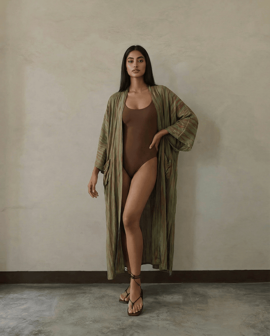 ThaiLine - Importer & Distributor of Artisan Clothing Kimono Sage — Maxi Kimono