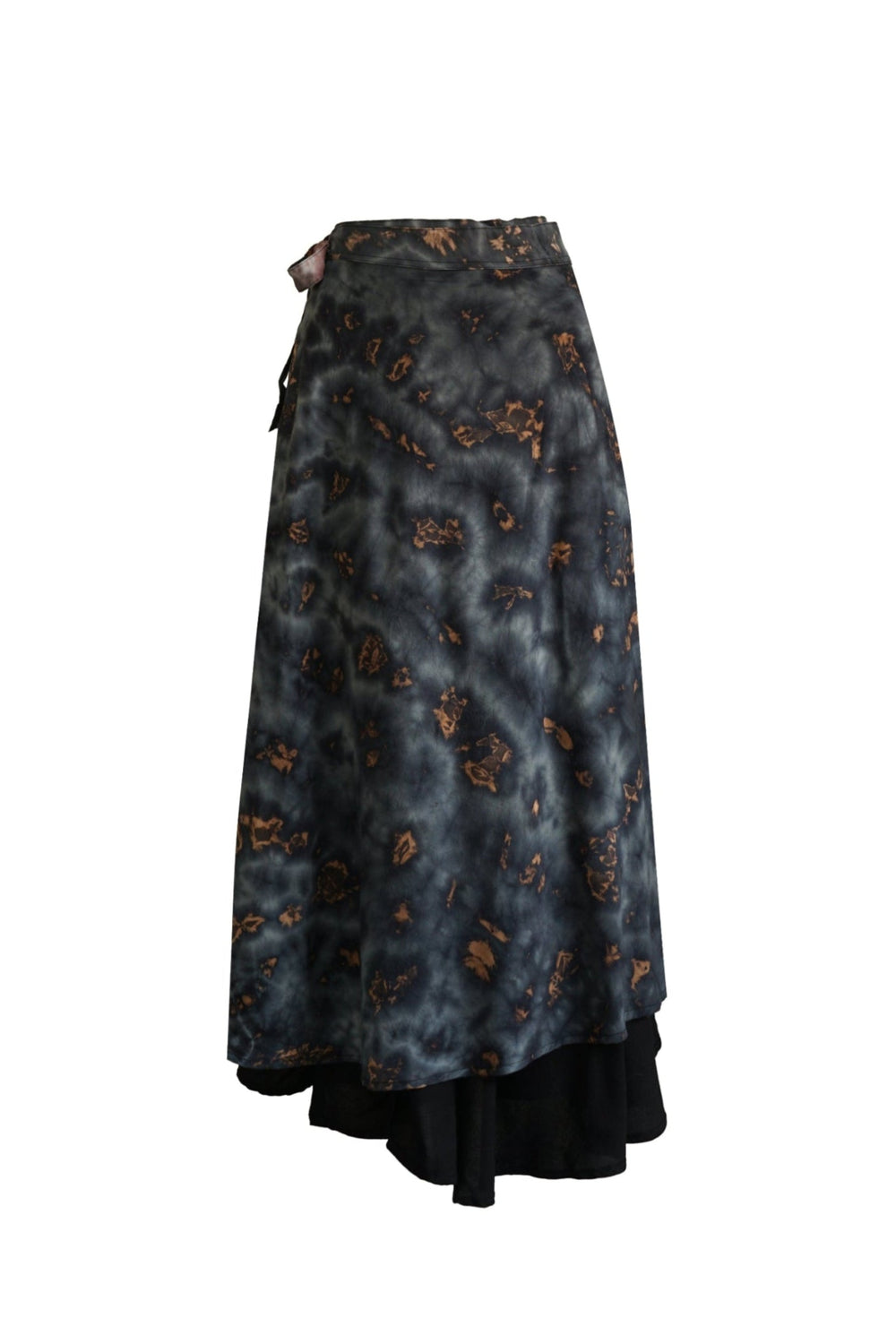 Boho Layers Wrap Skirt Black Marble